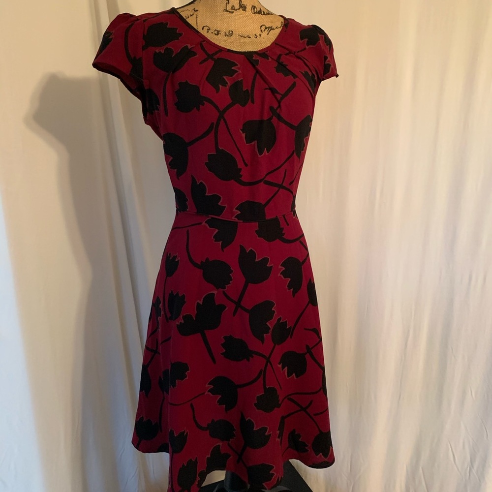 Elegant Black and Red Floral Dress